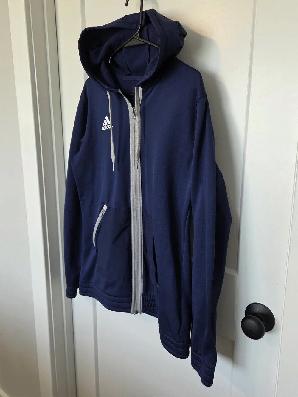 8Adidas Navy Full-Zip Hoodie with Gray Trim. Size M. #JW